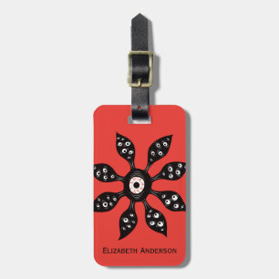 Creepy Witchy Eye Monster On Red Luggage Tag