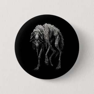 Creepy Wolf Sheep Horror Scary Folklore Goth Alt A 2 Inch Round Button