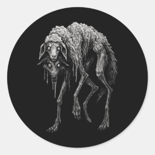 Creepy Wolf Sheep Horror Scary Folklore Goth Alt A Classic Round Sticker