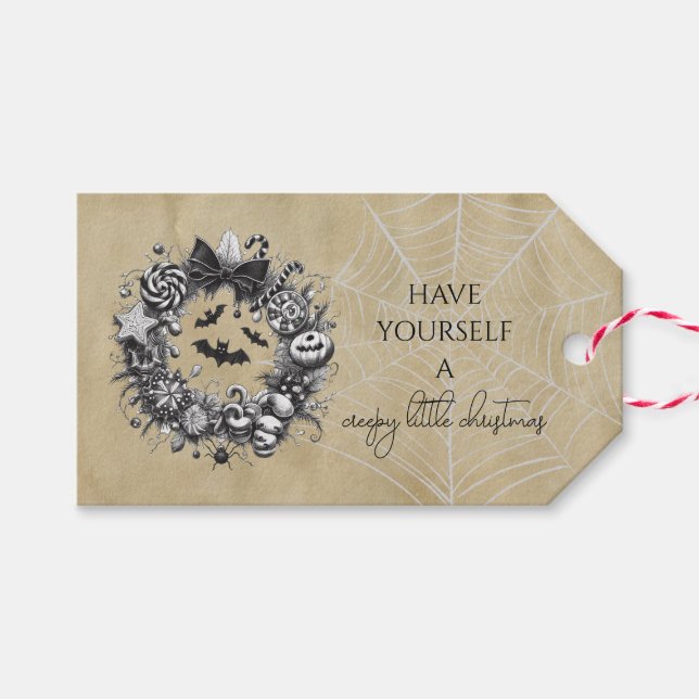Creepy Wreath Gift Tags (Front (Horizontal))