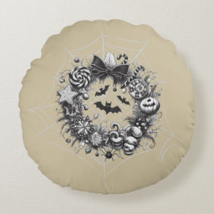 Creepy Wreath Round Pillow