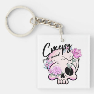 Creepy Year Round Skull Flora Pastel Keychain