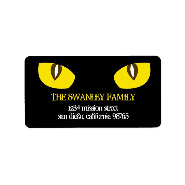 Creepy yellow cat eyes death stare return address label (Front)
