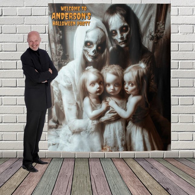 Creepy Zombie Family Halloween Hanging Backdrop Tapestry (Creator Uploaded)