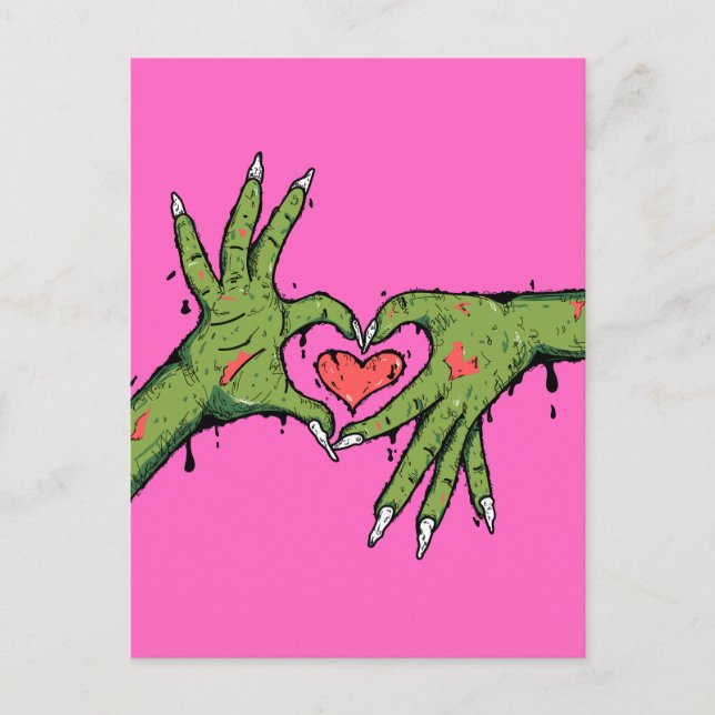 Creepy zombie hands making hearts  postcard (Front)