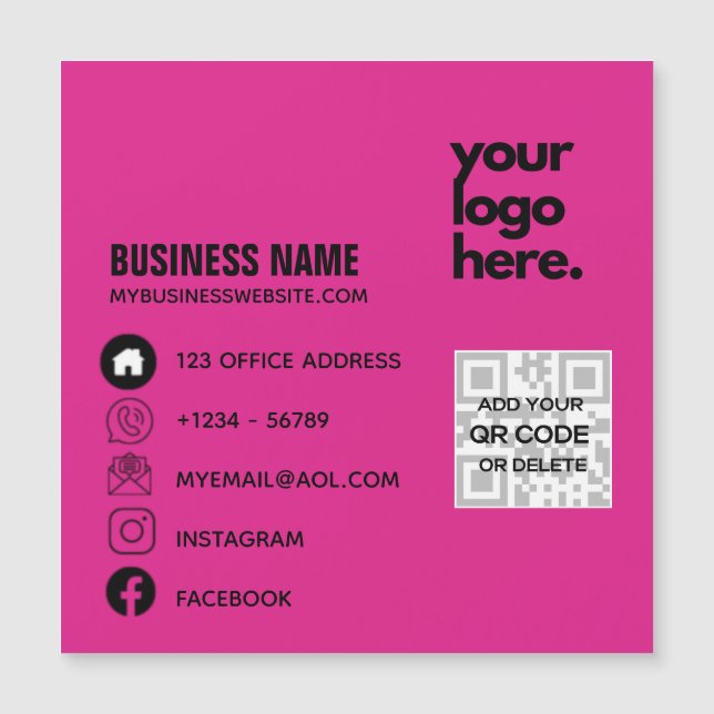 Créer son propre logo Carte de visite CERISE PINK  (Devant)