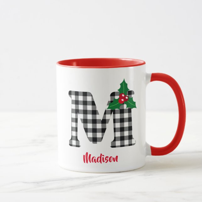Créer un nom personnalisé M initial Mug de Noël (Droite)