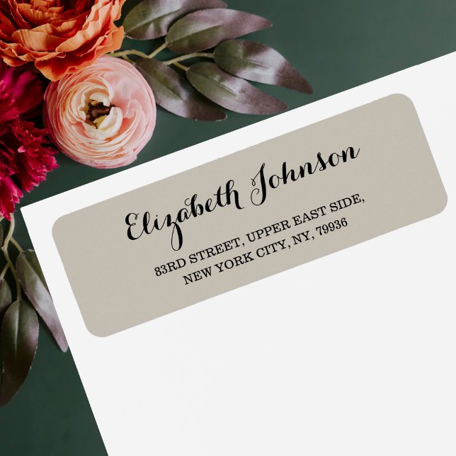 Créer une adresse de retour élégante moderne perso (Create Custom Modern Elegant Taupe Return Address Label)