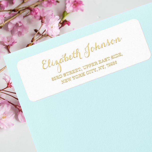 Créer une étiquette d'adresse de retour dorée pers (Create Custom Golden Elegant Return Address Label)