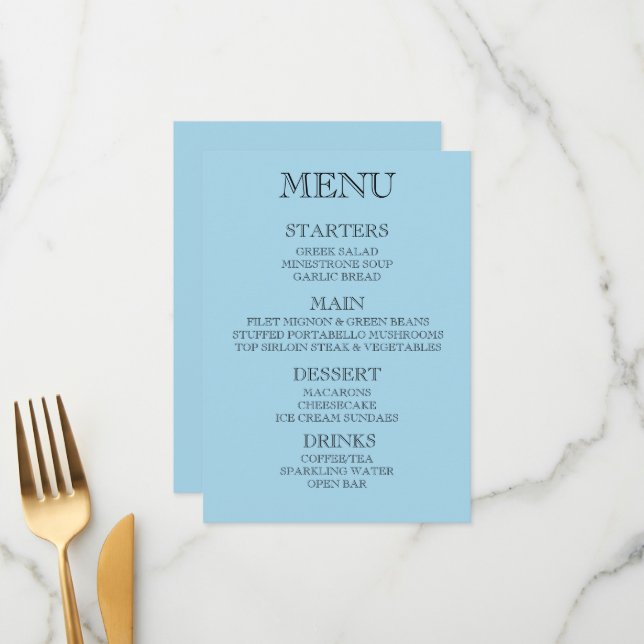 Créer Votre Propre Menu Événement/Restaurant Perso (Devant/Arrière en situation)