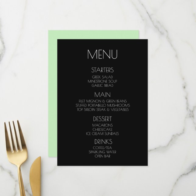 Créer votre propre - Menu vert de la menthe (Devant/Arrière en situation)