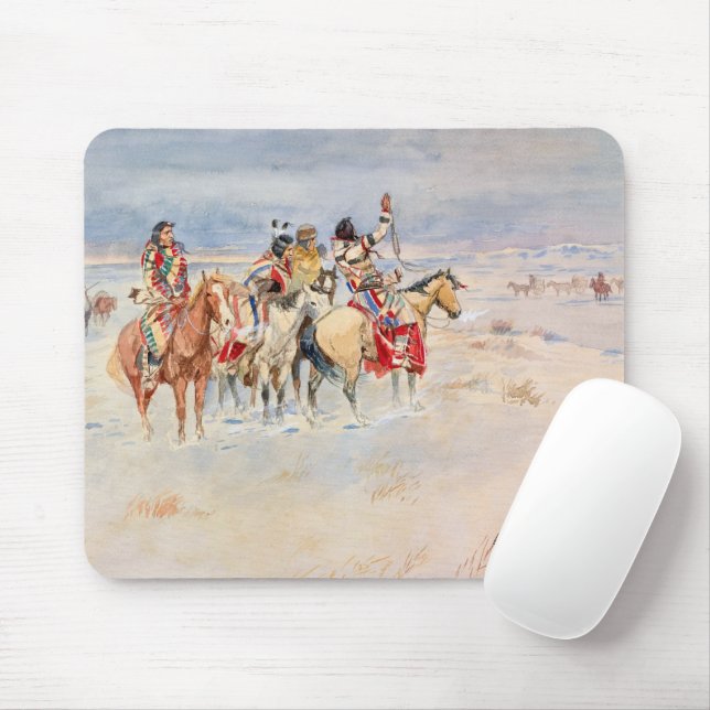 Crees Meeting Traders, 1896 by Charles Marion Russ Mouse Pad (With Mouse)