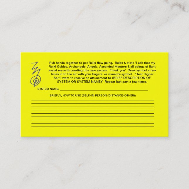 Créez les nouvelles cartes de système de Reiki (Devant)