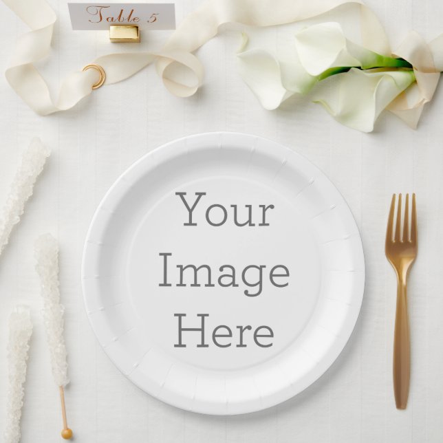Assiettes en papier, Assiette ronde en carton de 22,86 cm (Mariage)
