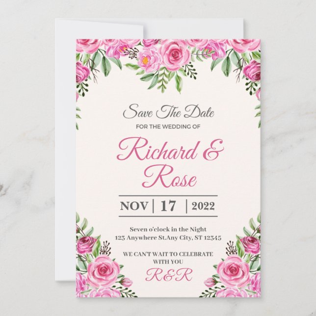 Créez vos propres cartes d'invitation de mariage p (Devant)