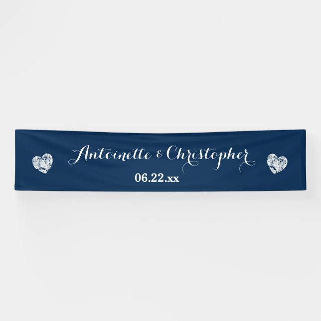 Créez votre bannière de Mariage A02 Coeurs bleus G (Horizontal)