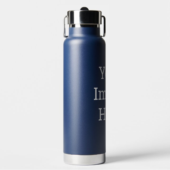 Custom Water Bottle Style: Bouteille isolée sous vide Thor Copper, Size: Bouteille d'eau (739.34 ml) - avec paille pop-up, Color: Marine (Salle de sport)