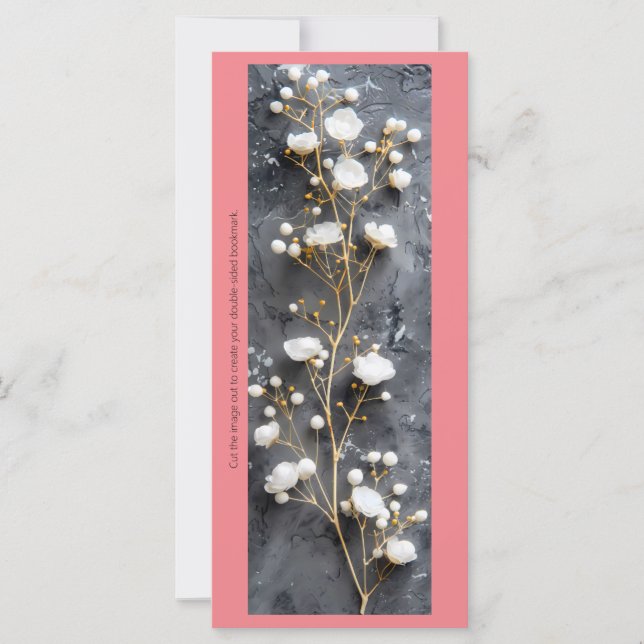 Créez votre propre carte de Signet gris Roses blan (Devant)