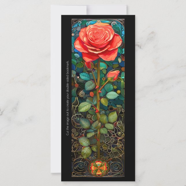 Créez votre propre carte de Signet Rose en verre t (Devant)