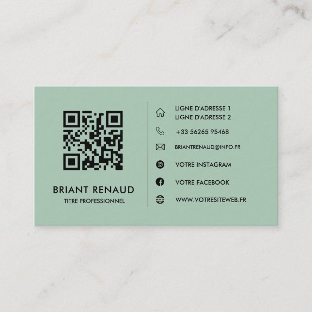 Créez votre propre carte de visite à code QR (Devant)