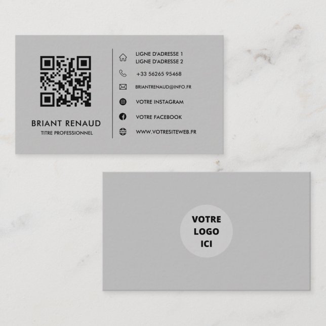 Créez votre propre carte de visite à code QR (Devant / Derrière)