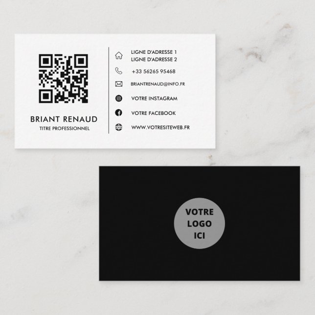 Créez votre propre carte de visite à code QR Business Card (Front/Back)