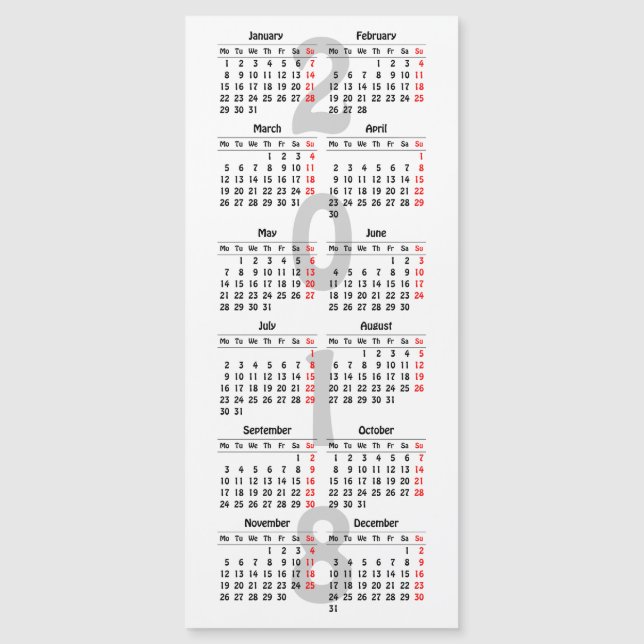 Créez votre propre carte magnétique calendrier 201 (Devant)