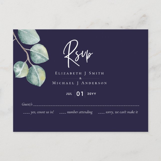 Créez votre propre carte postale RSVP Eucalyptus b (Devant)