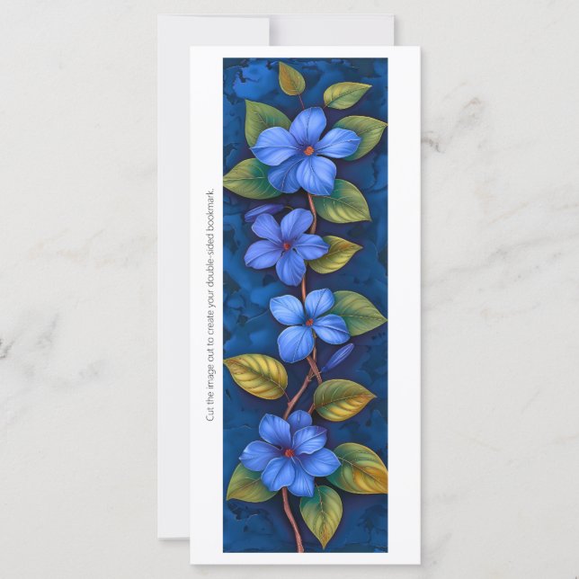 Créez votre propre carte Signet de fleurs bleues p (Devant)