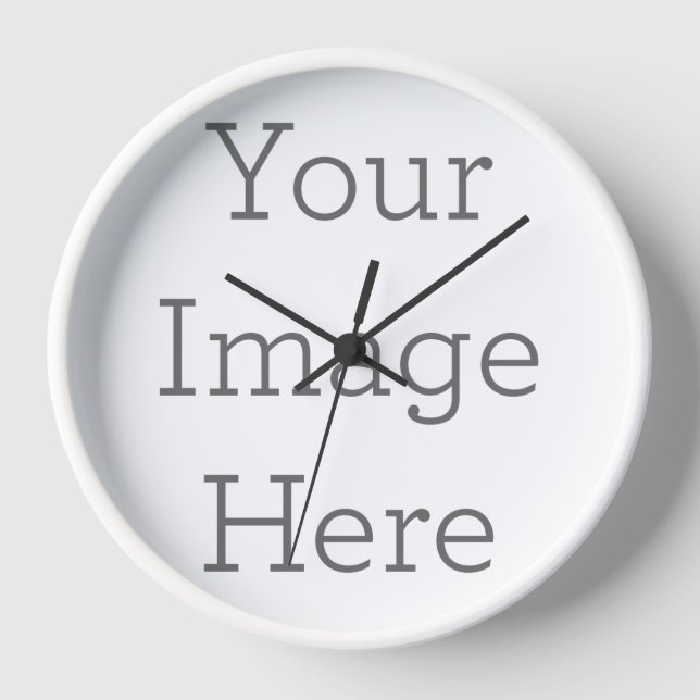 Wall Clock, Horloge ronde 25,4 cm avec cadre en bois blanc (Recto)