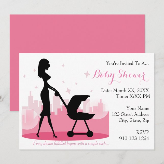 Créez votre propre invitation de baby shower (Devant / Derrière)