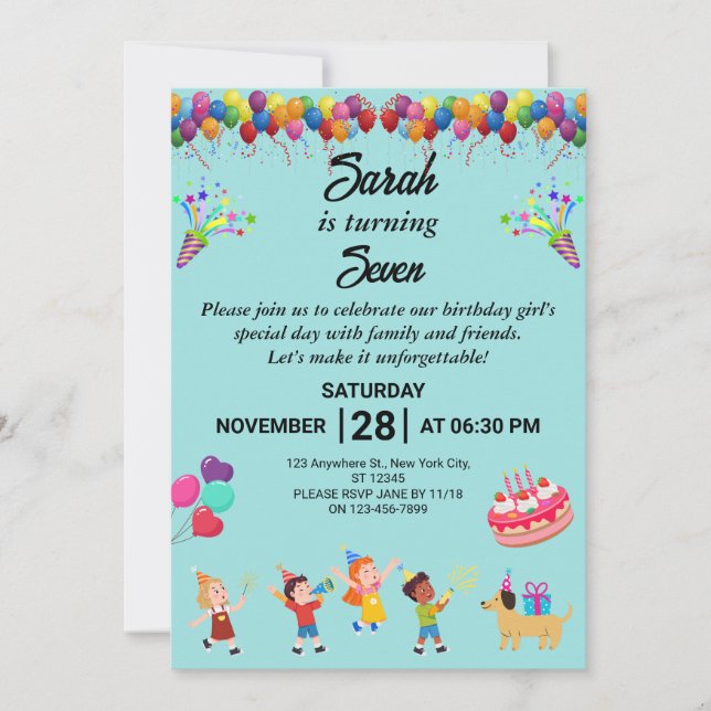 Créez votre propre Invitation de fête d'anniversai (Devant)