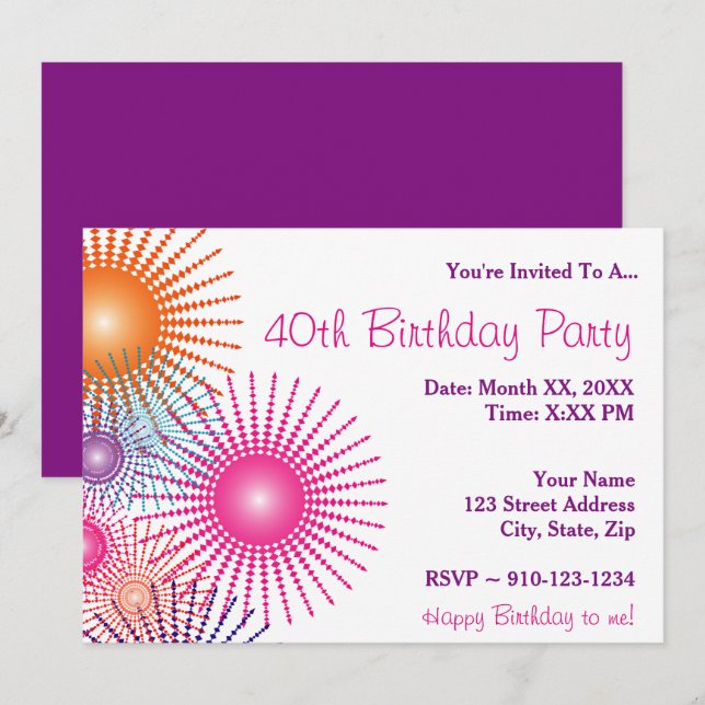 Créez votre propre invitation de fête d'anniversai (Devant / Derrière)