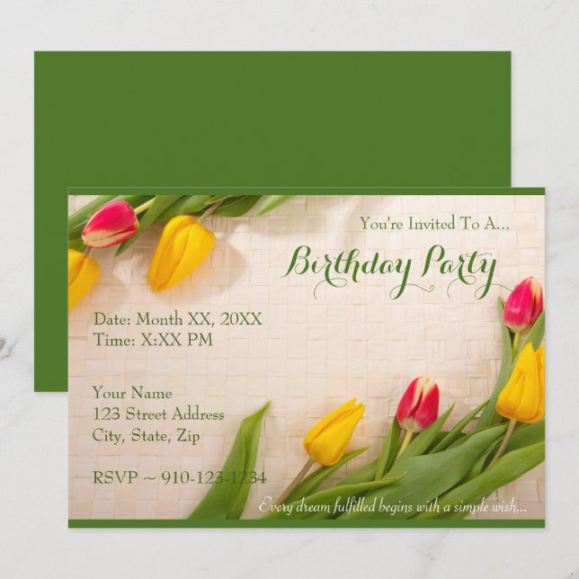 Créez votre propre invitation de fête d'anniversai (Devant / Derrière)