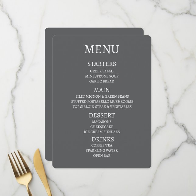 Créez Votre Propre Menu Personnalisé (Devant/Arrière en situation)