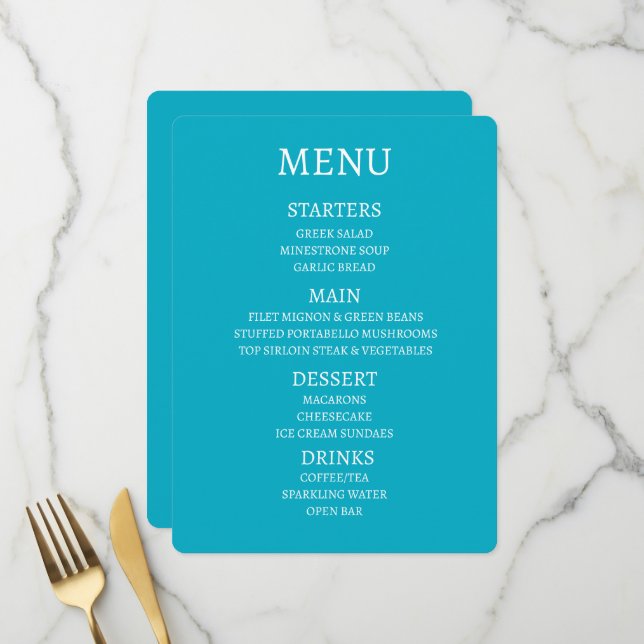 Créez votre propre menu personnalisé (Devant/Arrière en situation)
