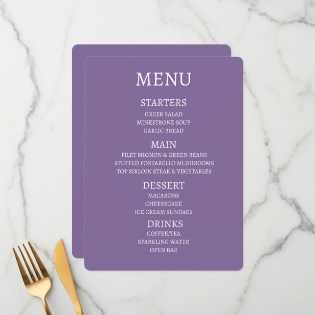 Créez votre propre menu personnalisé (Devant/Arrière en situation)