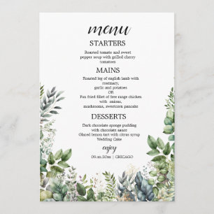 Créez Votre Propre Menu Plat Eucalyptus De Mariage
