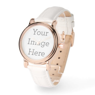 Créez votre propre montre Rose à courroie blanche