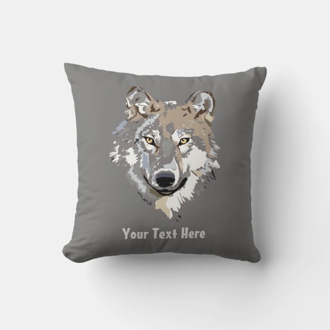 Créez votre propre oreiller à lancer de loup gris (Recto)