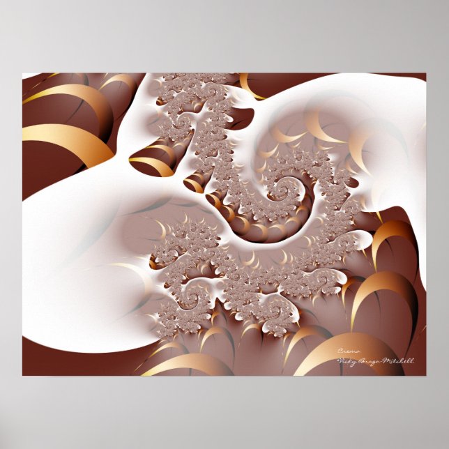 Crema Cool Abstract Fine Fractal Art Poster (Front)