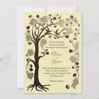 Crème Arbre de faire-part de mariage (v)/ivoire