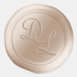 Crème Beige 2 Lettre Monogramme Stickers de cire