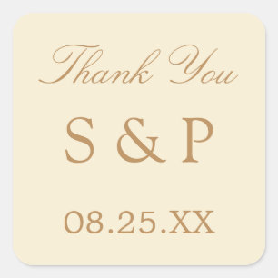 Crème Beige Mariage Favoriser Merci Sticker