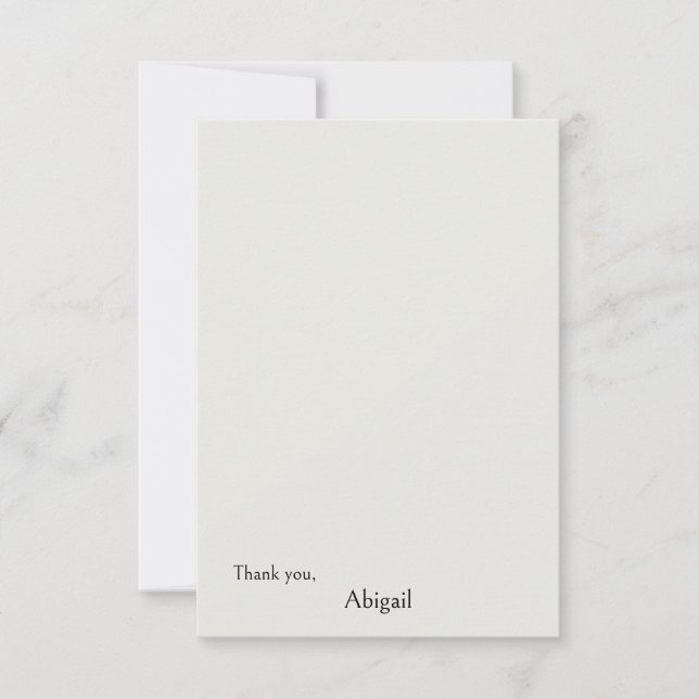 Crème blanche Carte de remerciements personnalisée (Devant)
