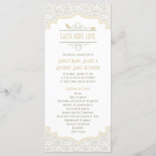 Crème blanche Champagne Dentelle Oiseaux Programme