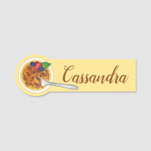 Creme Brulee French Custard Dessert Food Name Tag