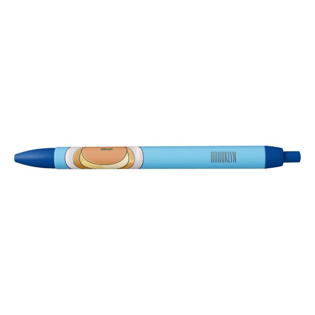 Creme caramel cartoon illustration black ink pen (Front)