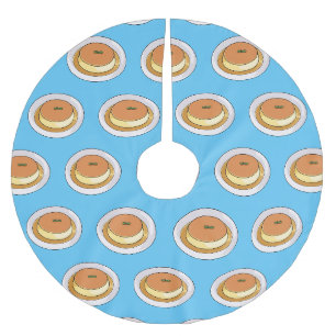 Creme caramel cartoon illustration brushed polyester tree skirt