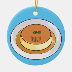Creme caramel cartoon illustration   ceramic ornament